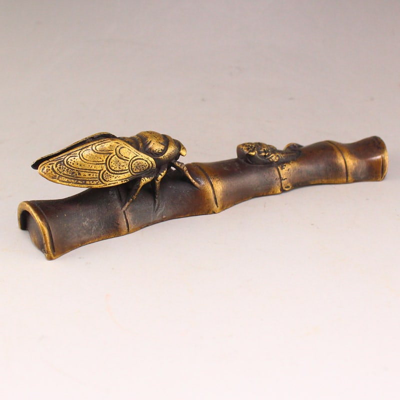 Brass Paperweight Statue - Cicada - 5