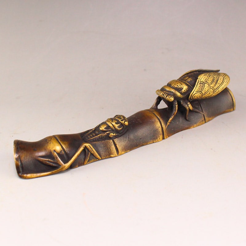 Brass Paperweight Statue - Cicada - 7