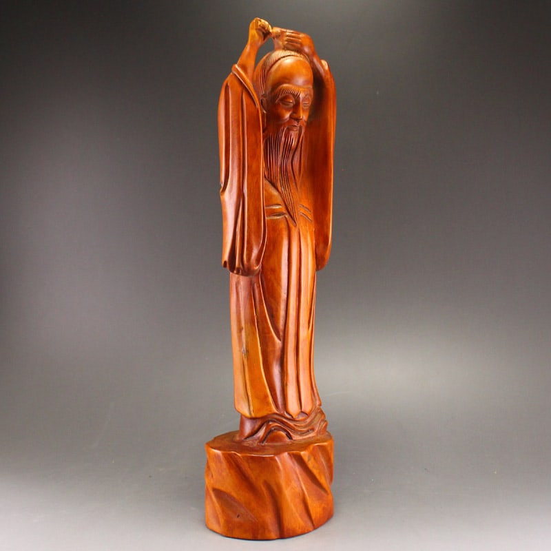 Boxwood Wood Statue - Confucius - 4