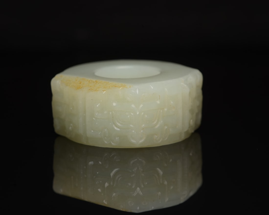 Inside Diameter 22-23mm Hetian Jade Beast Thumb Ring - 3