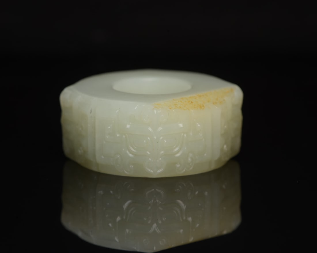 Inside Diameter 22-23mm Hetian Jade Beast Thumb Ring - 4