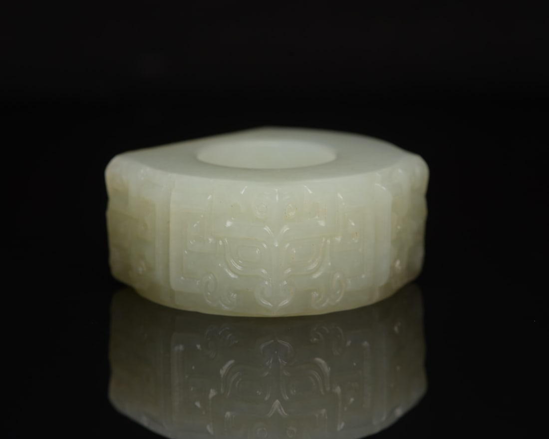 Inside Diameter 22-23mm Hetian Jade Beast Thumb Ring - 7