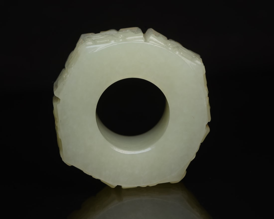 Inside Diameter 22-23mm Hetian Jade Beast Thumb Ring - 8