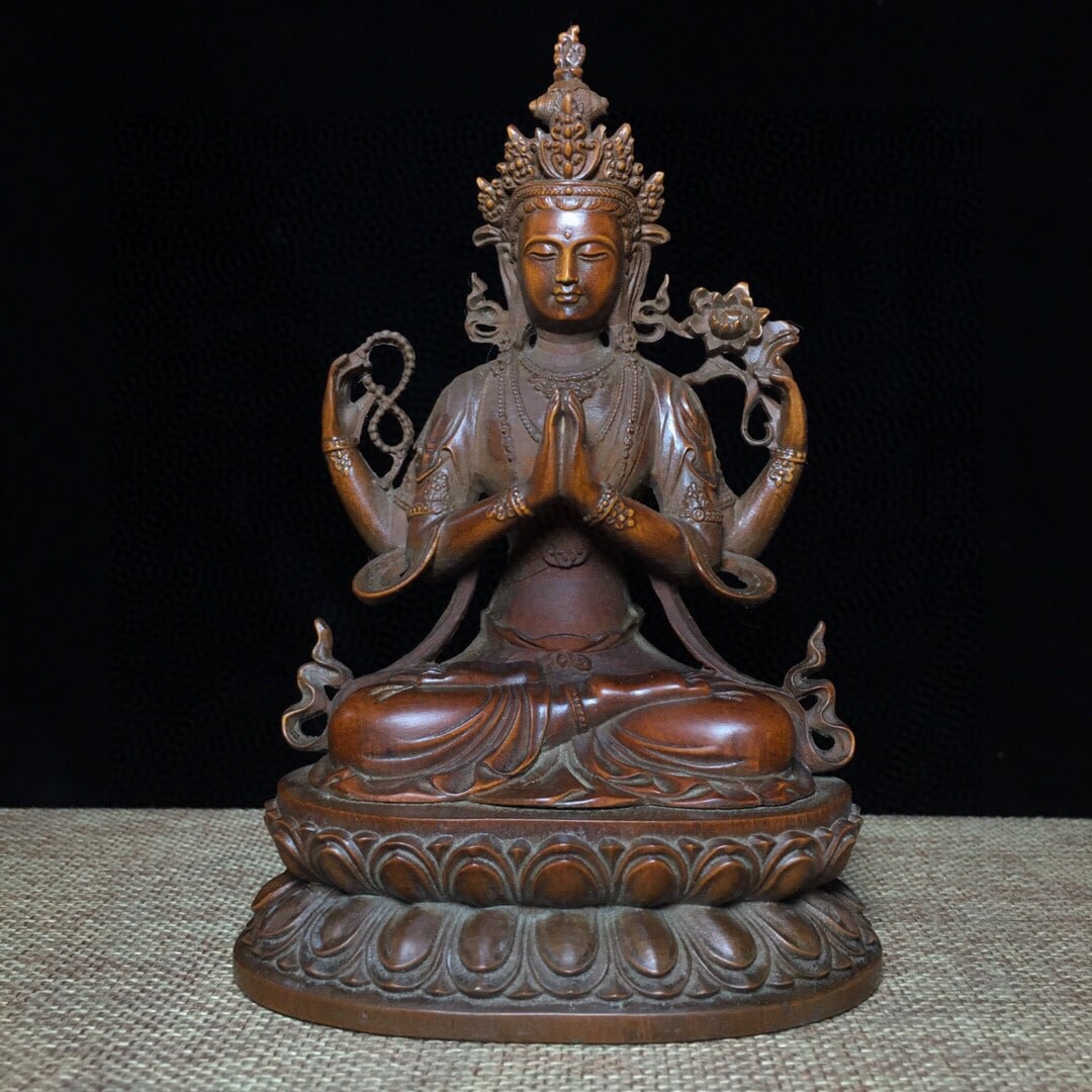 Boxwood Wood Statue - Kwan-yin - 4