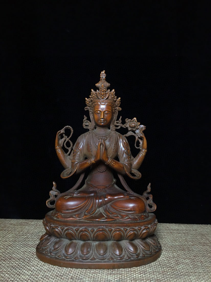 Boxwood Wood Statue - Kwan-yin - 5