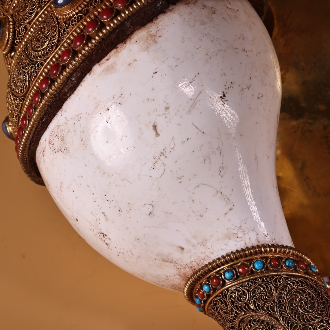 Tibetan Silver Wire Gilt Gold Inlay,Shell,Gem,Crystal,Lapis lazuli,Turquoise Statue - 12