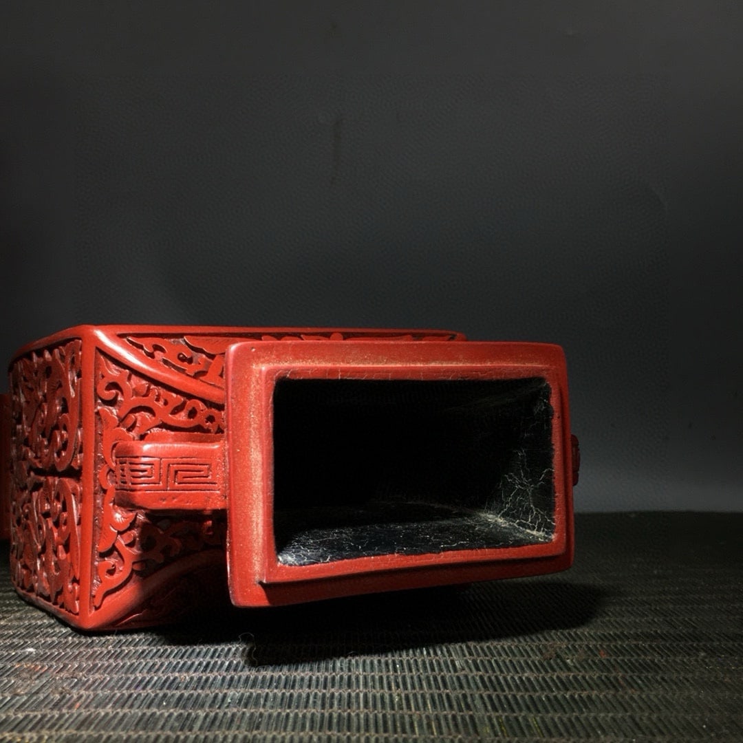 A Pair Red Lacquerware Vase,Flower - 2