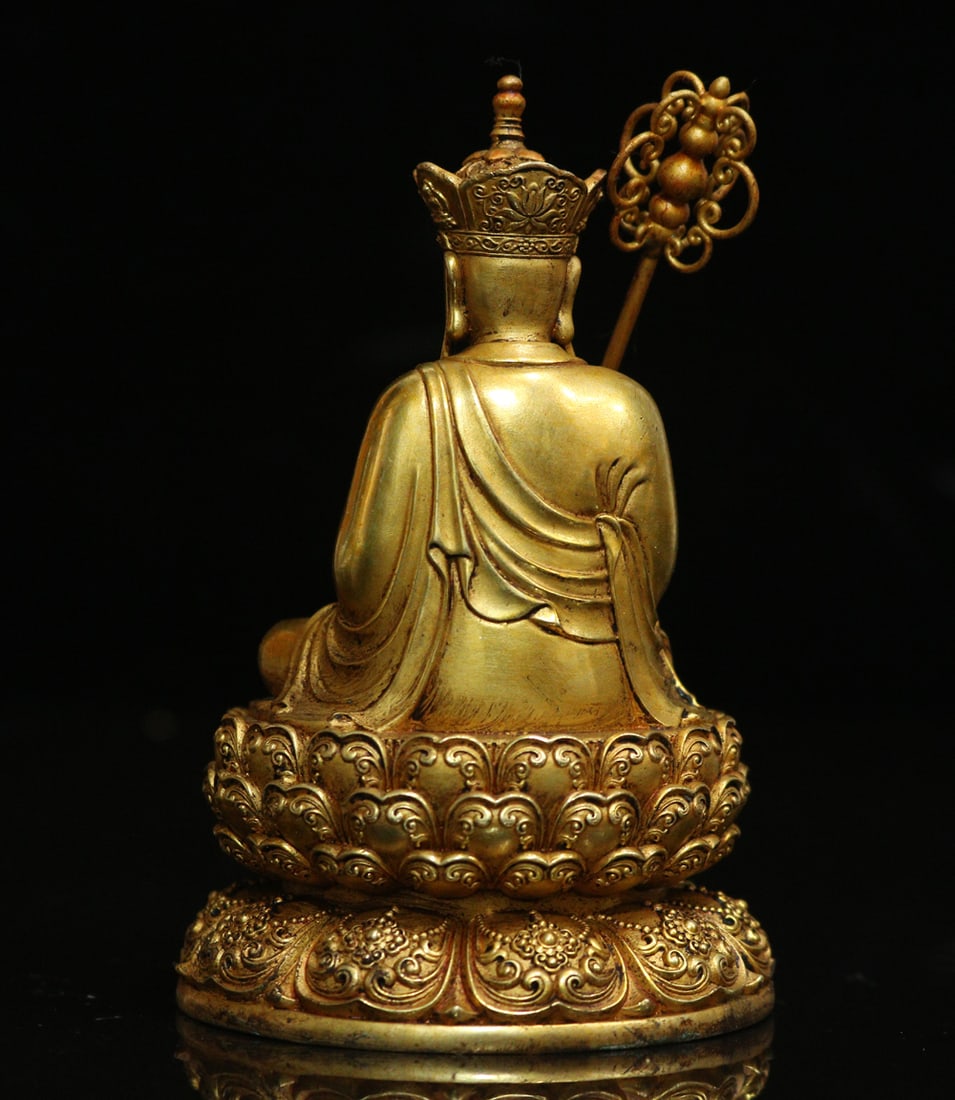 Gilt Gold Bronze Statue - Ksitigarbha Bodhisattva - 4