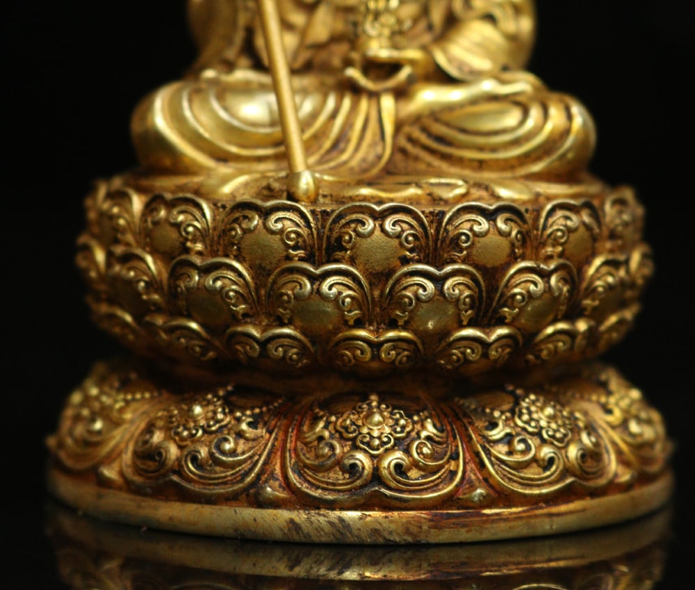 Gilt Gold Bronze Statue - Ksitigarbha Bodhisattva - 6