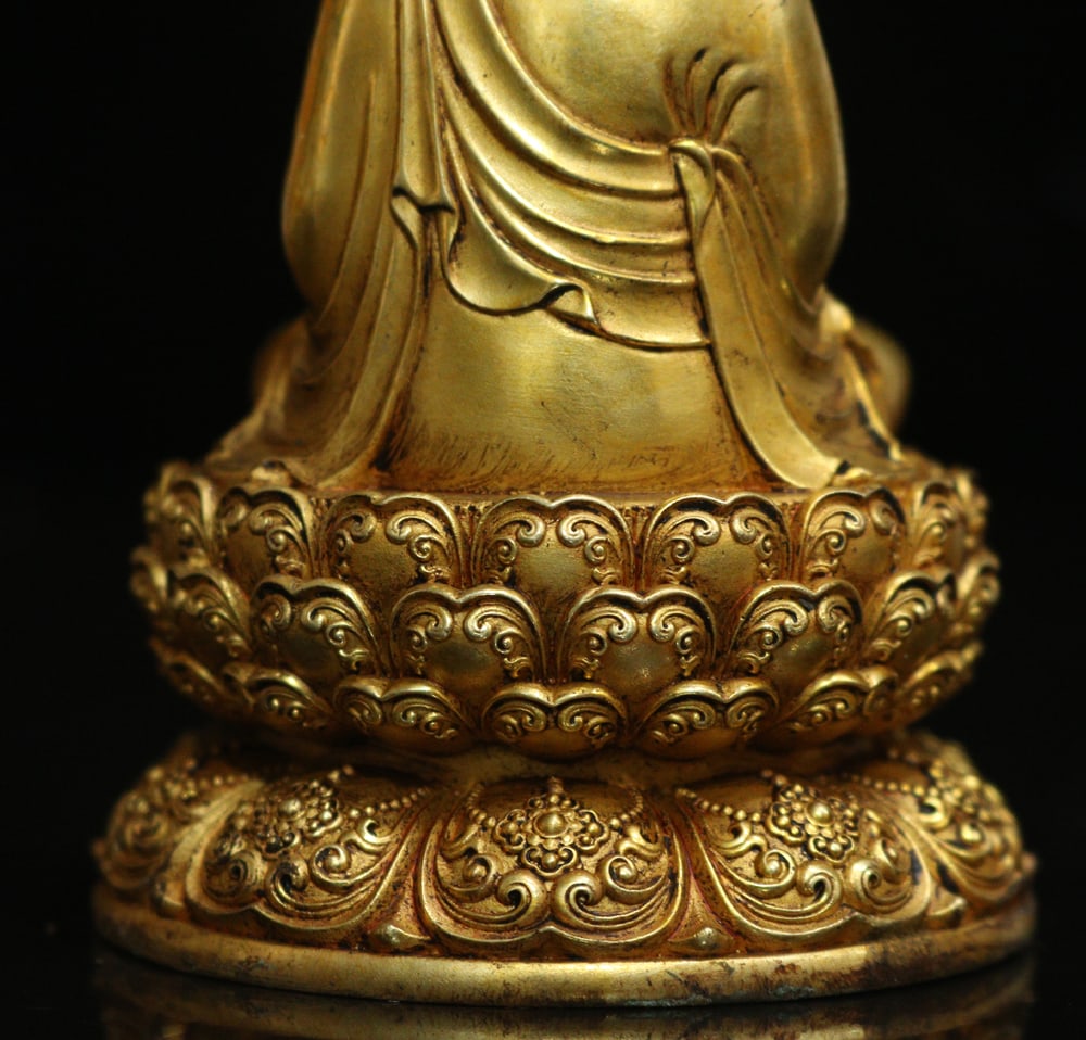 Gilt Gold Bronze Statue - Ksitigarbha Bodhisattva - 7