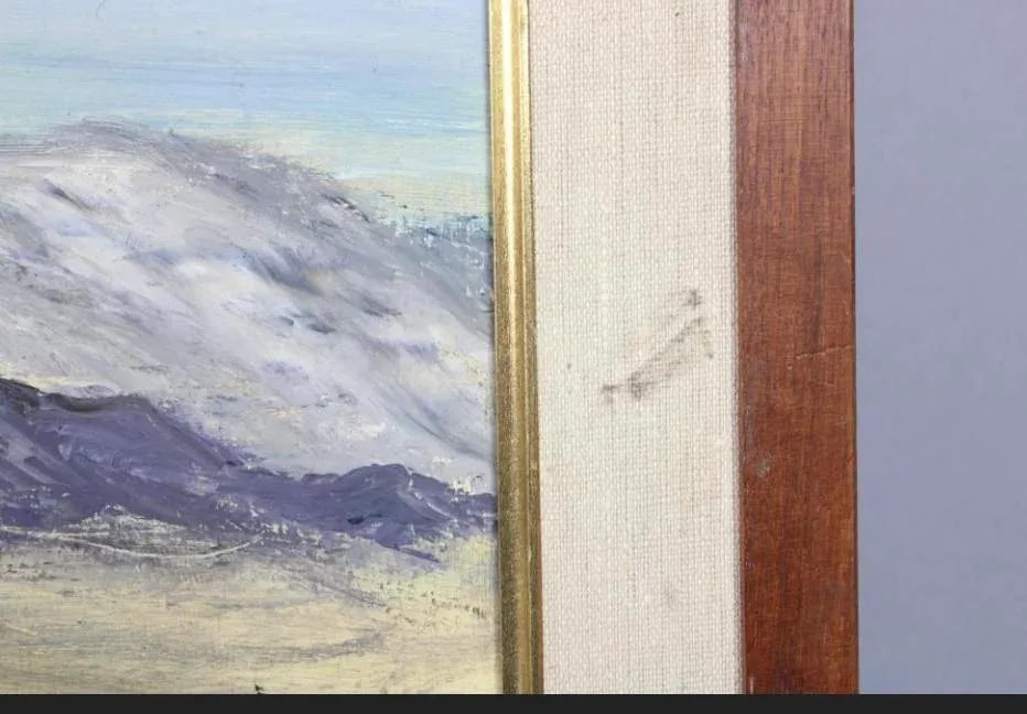 Mid-Century Modern Panoramic Southwest Desert Painting Signed Mary Lou Holmes Mountains - 4