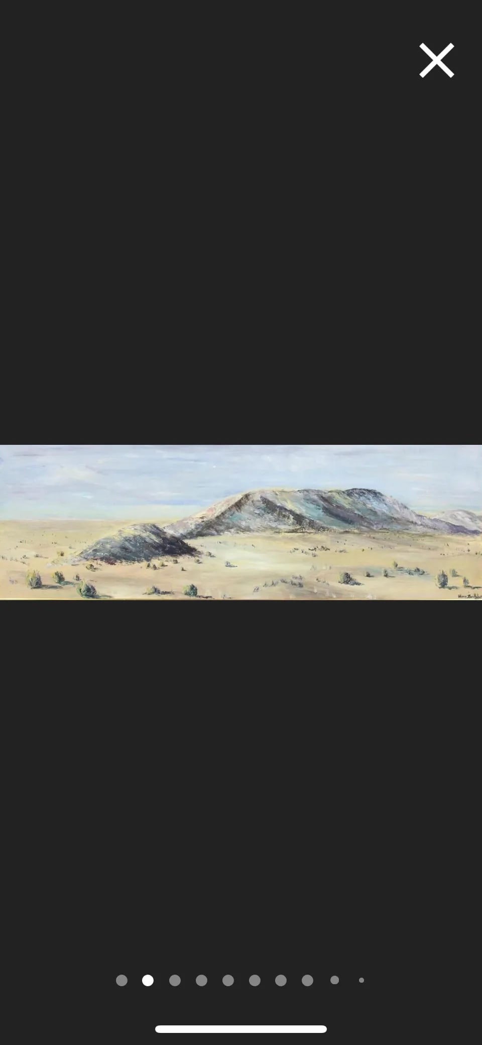 Mid-Century Modern Panoramic Southwest Desert Painting Signed Mary Lou Holmes Mountains - 7
