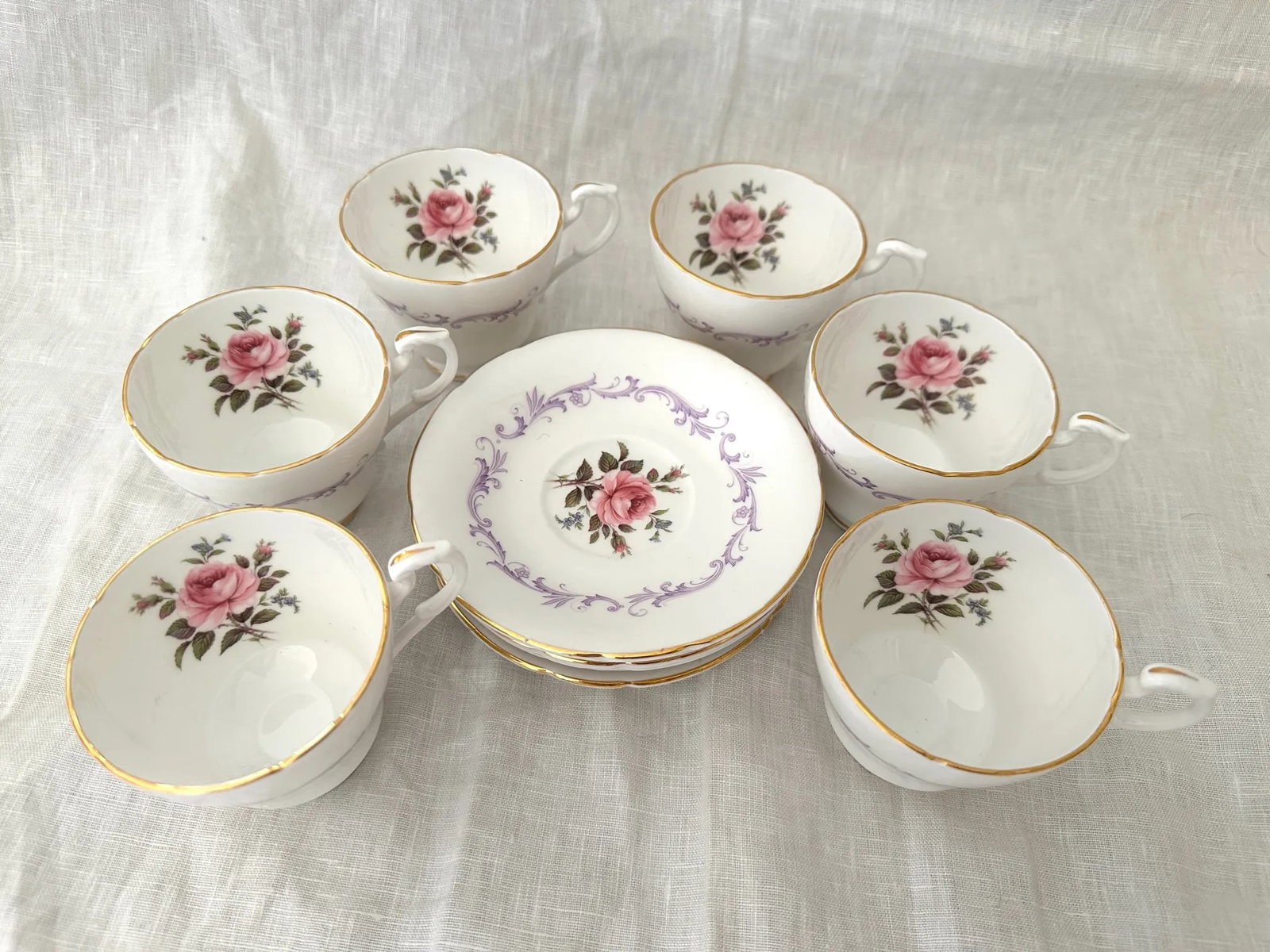Vintage Paragon Fine Bone China Cup/Saucer Set- 12 Pieces - 2