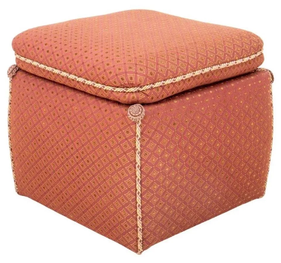 Square Ottoman with Square Cushion and Gathered Rope Corners - 2
