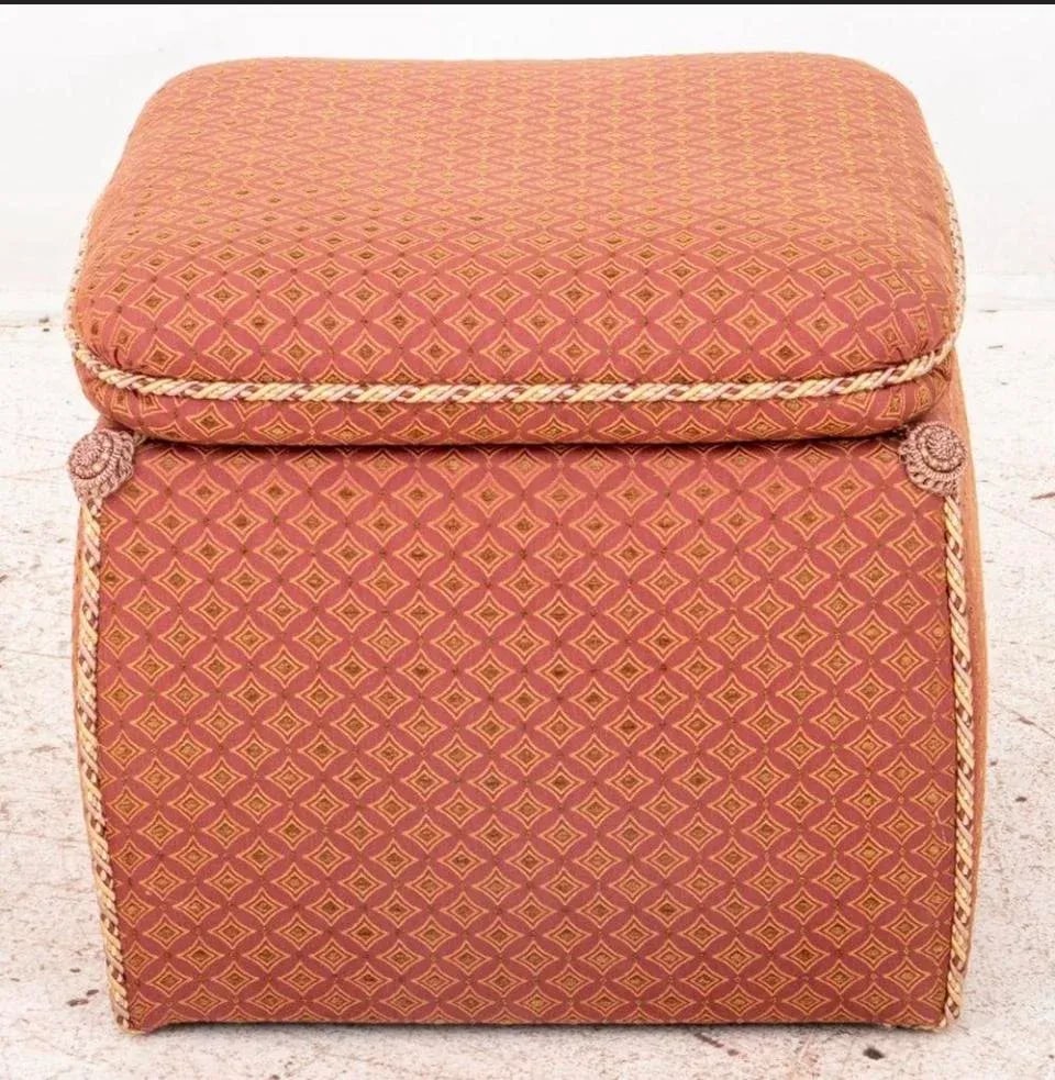 Square Ottoman with Square Cushion and Gathered Rope Corners - 5