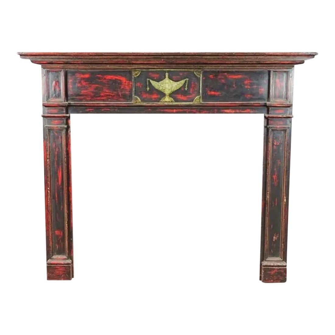 Antique 19th Century Painted Neoclassical Greek Revival Fireplace Mantel: A very impressive piece. Hand painted from the 19th century on classic Greek revival style. Condition: Alterations: Original Condition Unaltered Imperfections: Some Imperfections Condition Notes: