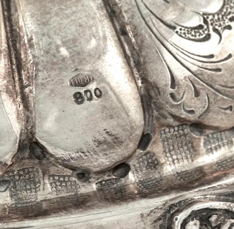 Antique Italian 800 Silver and Cut Glass Centerpiece Bowl Solid - 3