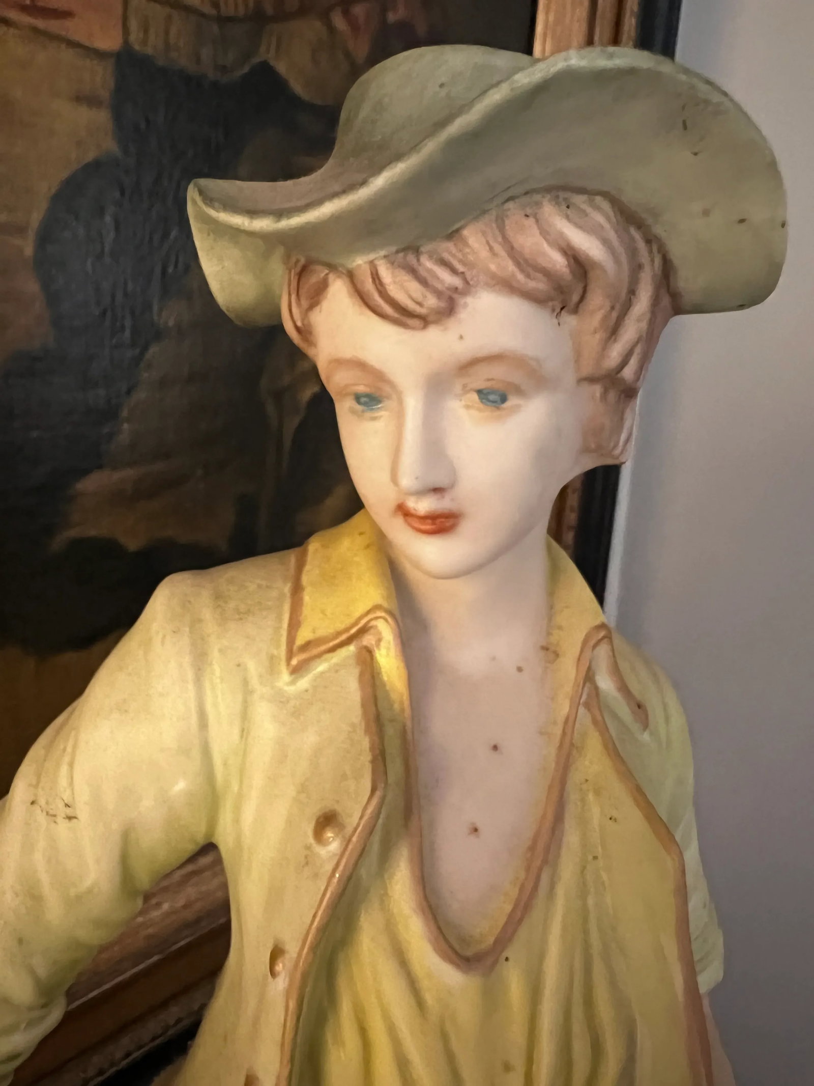 Vintage Porcelain Statue of Boy and Dog a Tall Piece - 4