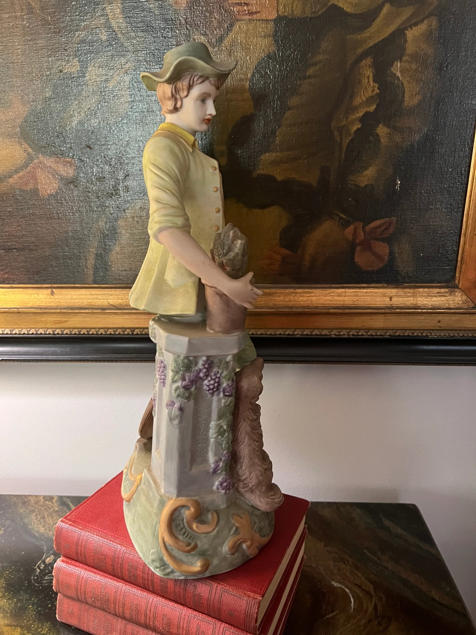 Vintage Porcelain Statue of Boy and Dog a Tall Piece - 5