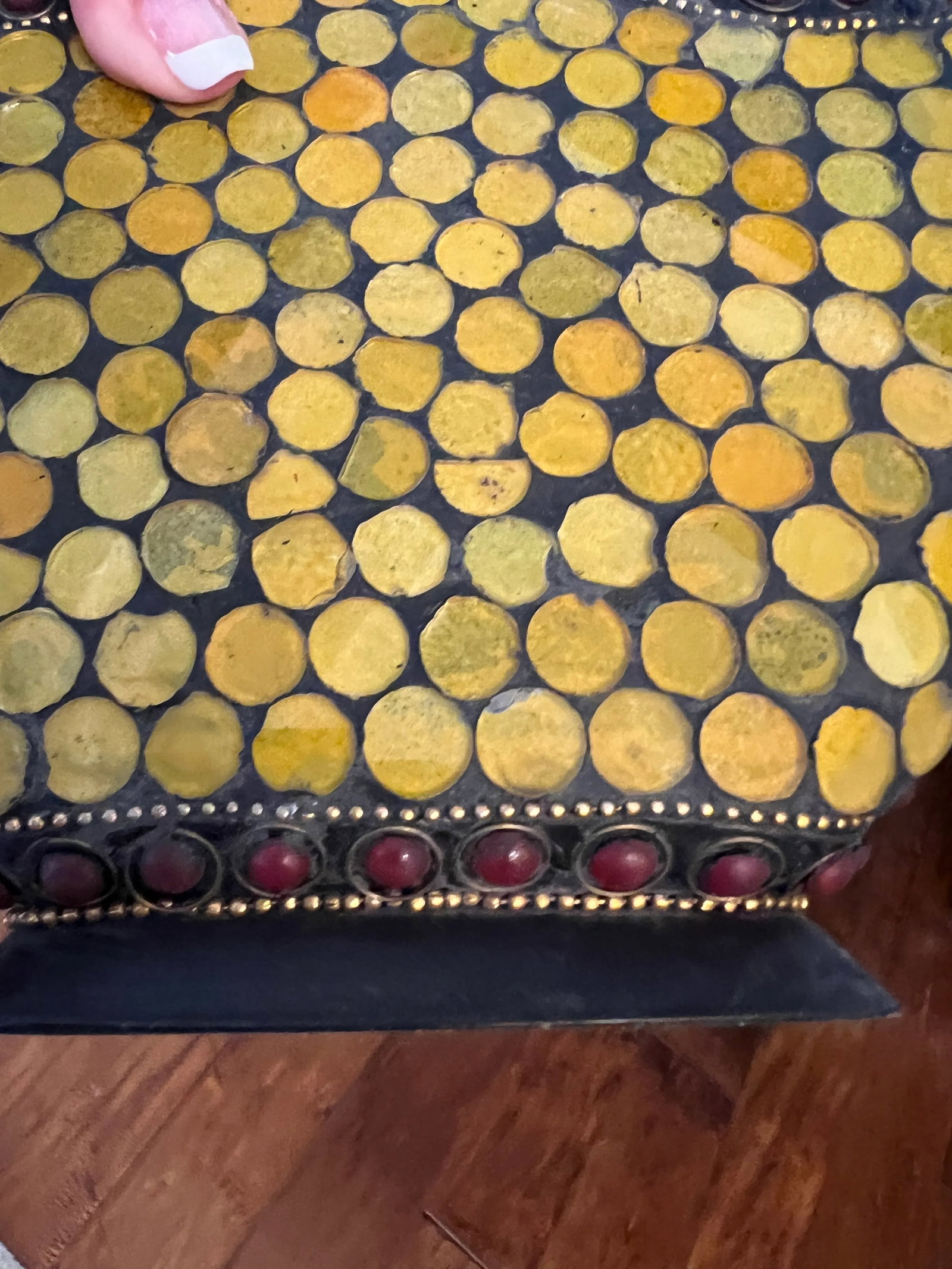 Vintage Mosaic Bottle With Decorative Topper - 6