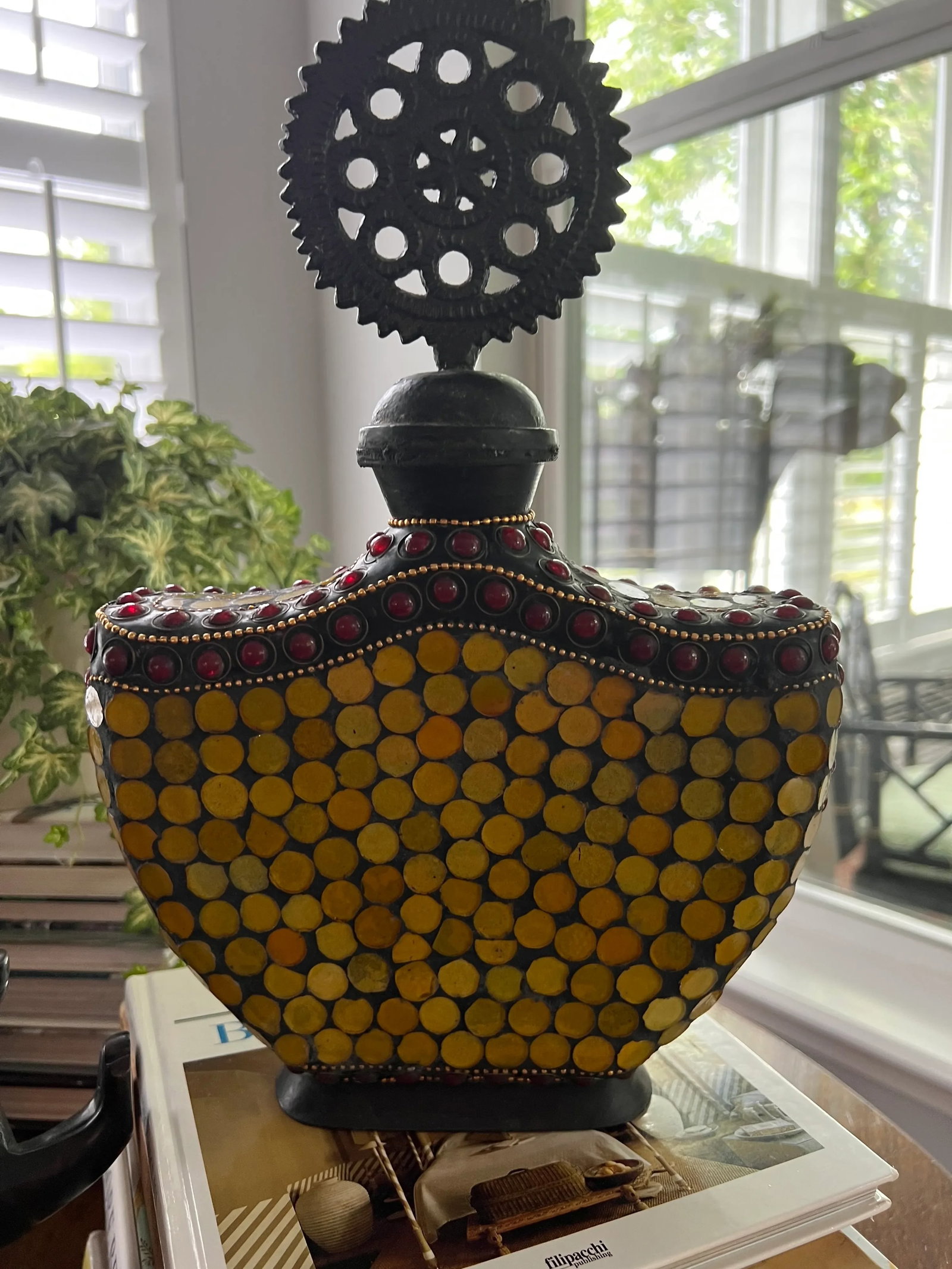 Vintage Mosaic Bottle With Decorative Topper - 9