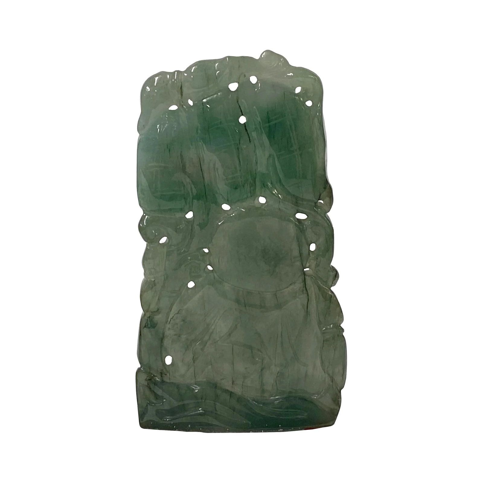 Chinese Jade Carved Happy Buddha Ornament Display - 5