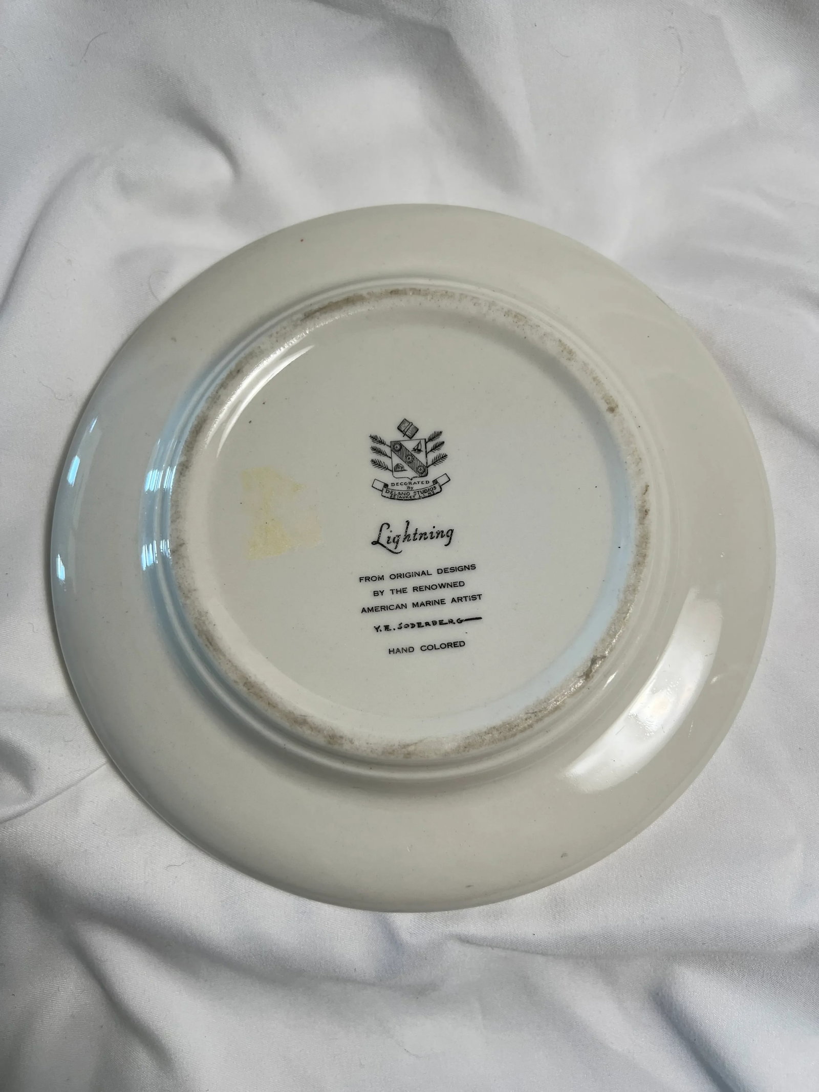 Vintage Delano Studios Trinket Tray Sailboat Lightning by Y E Soderberg - 5