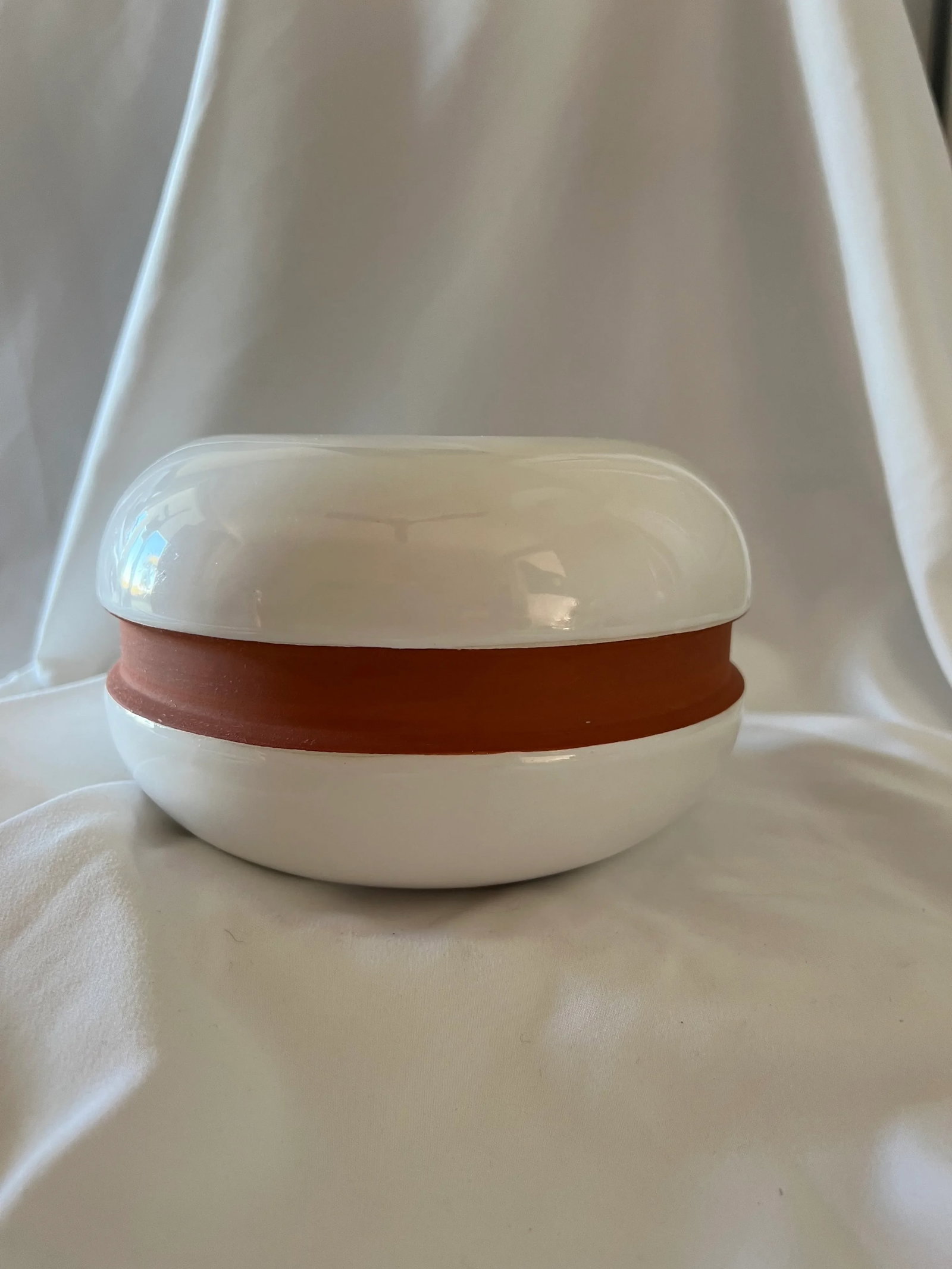 Mid Century Modern White Round Vase Made in Portugal - 2