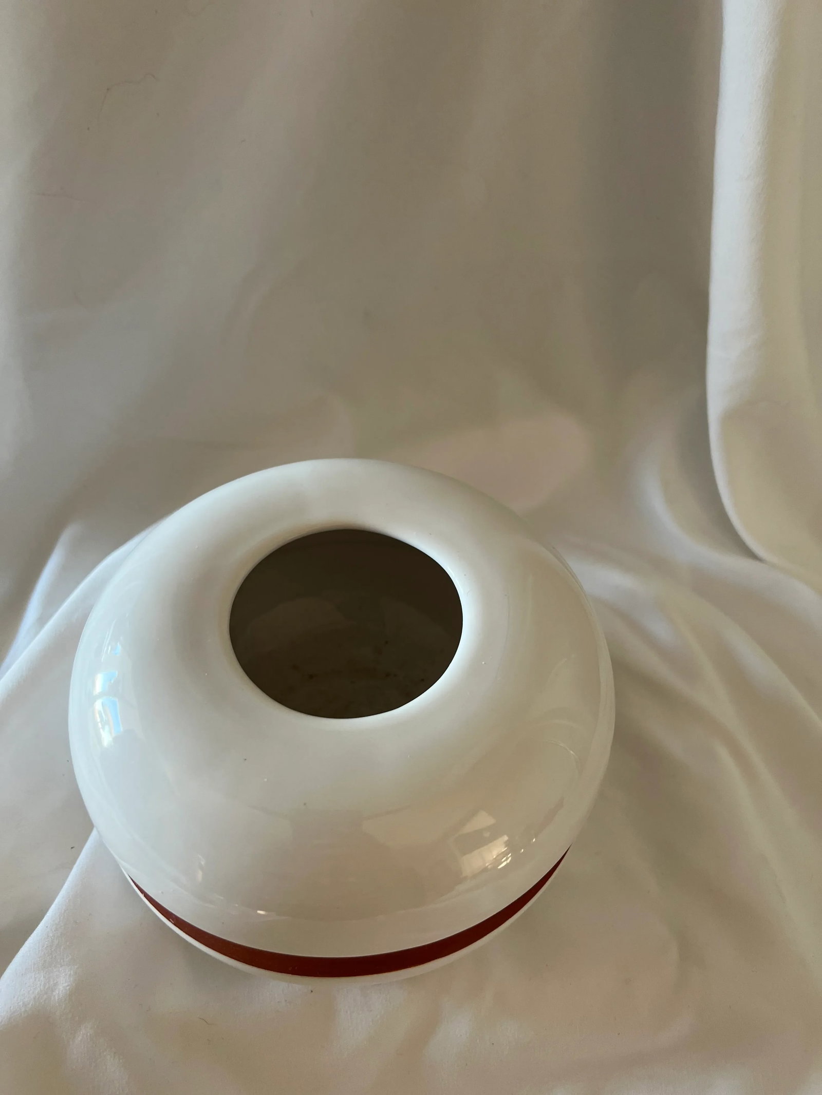 Mid Century Modern White Round Vase Made in Portugal - 5