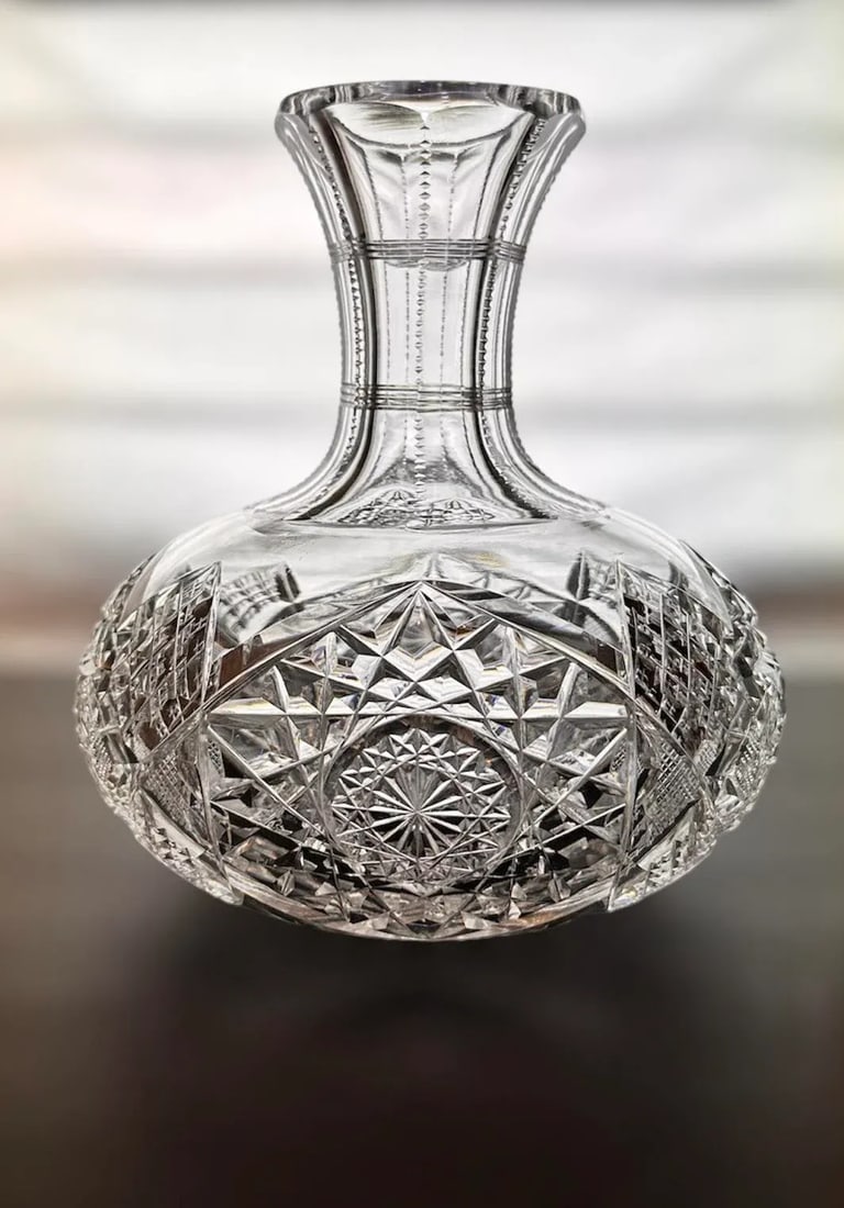 Antique American Brilliant Period Cut Crystal Carafe and Tumblers Set- 5 Pieces - 2