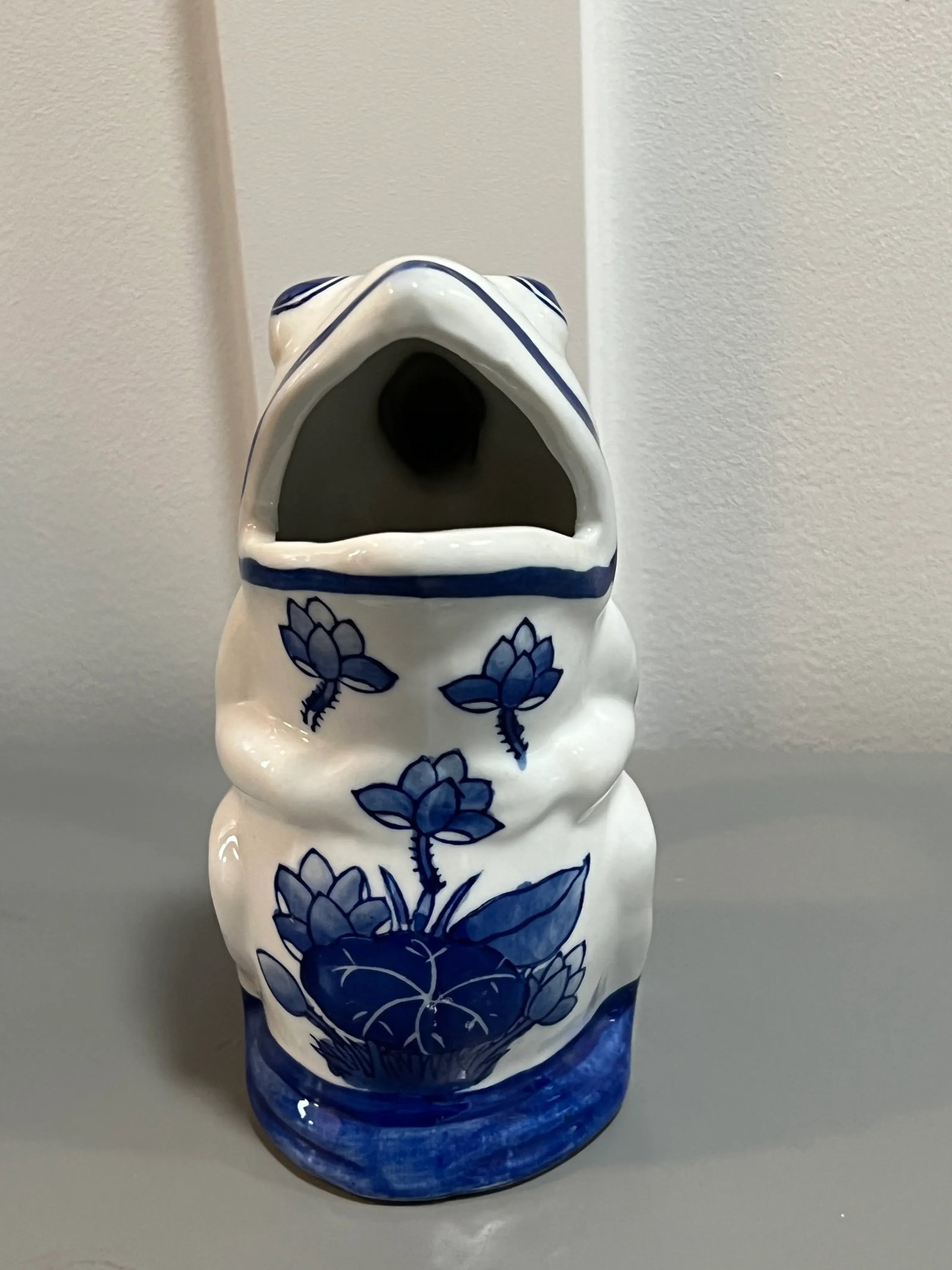 Blue & White Chinoiserie Frog Pitcher - 2