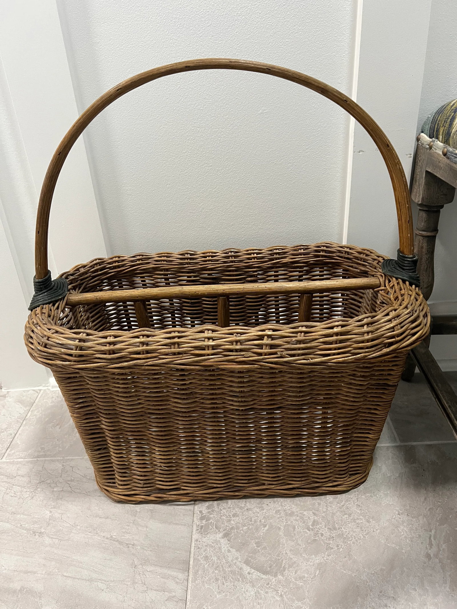 Vintage Wicker Magazine Basket Rack - 11