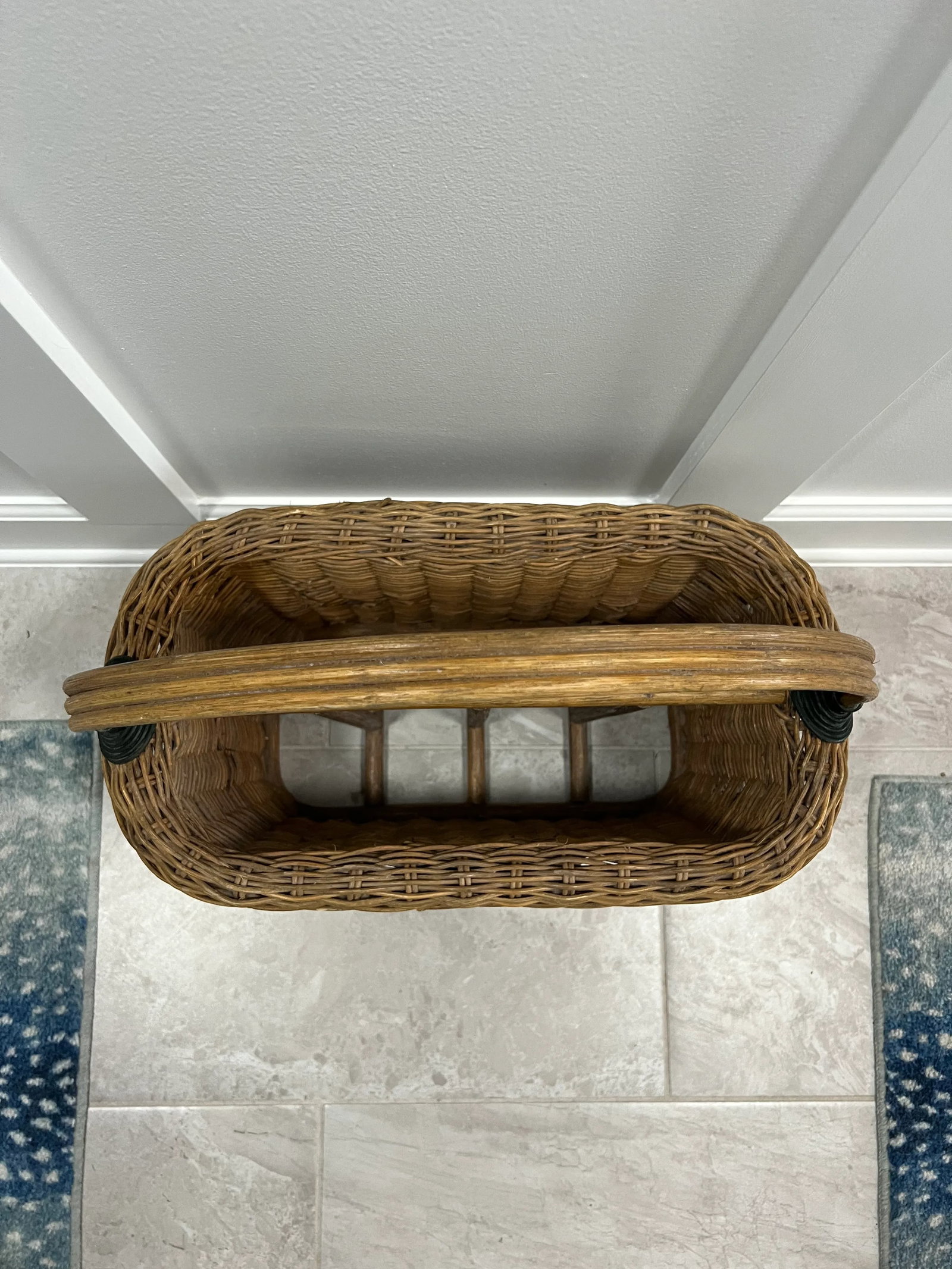 Vintage Wicker Magazine Basket Rack - 2
