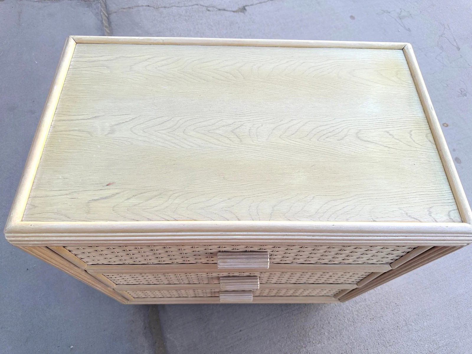Vintage Coastal Woven Rattan 3 Drawer Nightstand - 2