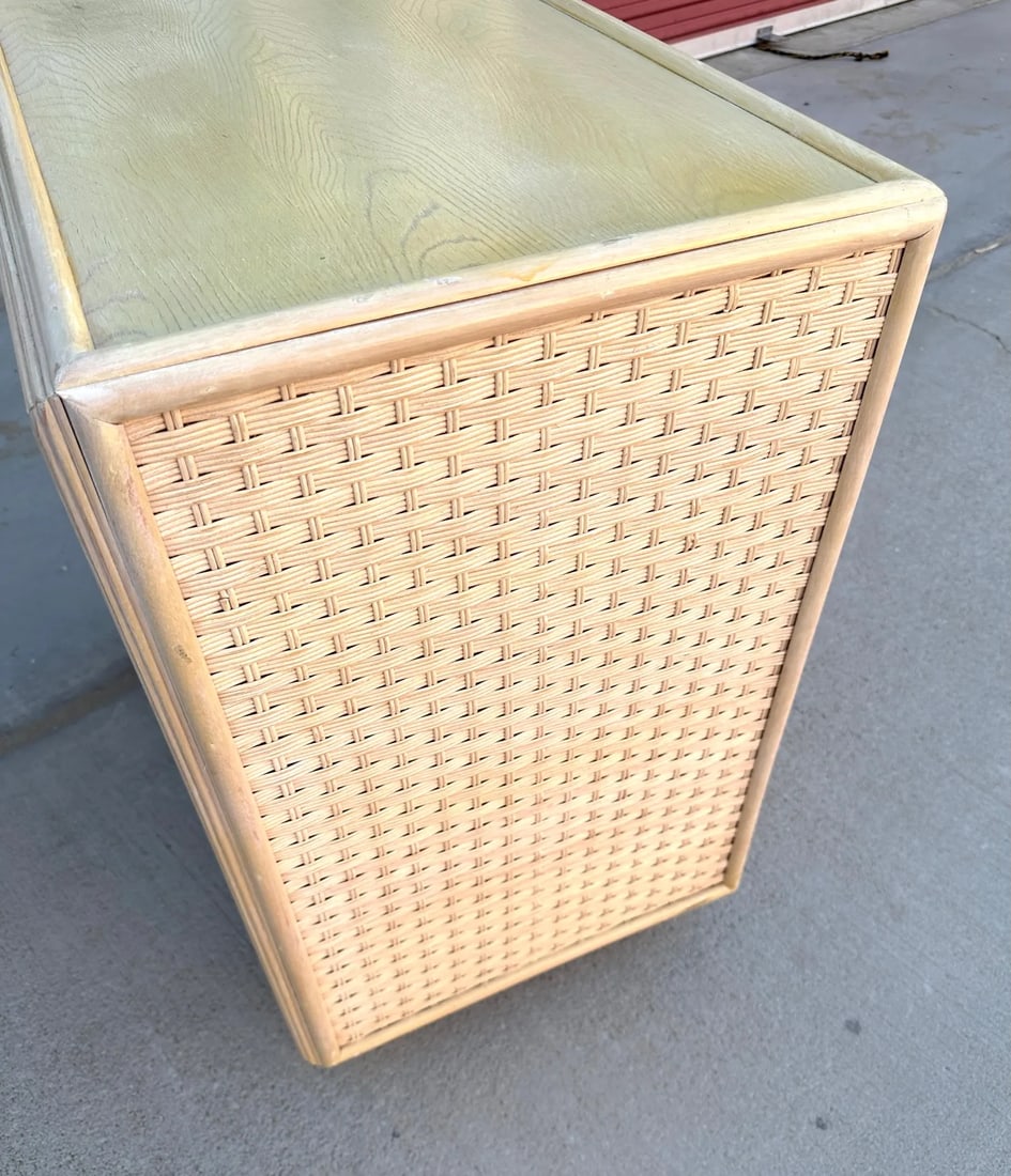 Vintage Coastal Woven Rattan 3 Drawer Nightstand - 3