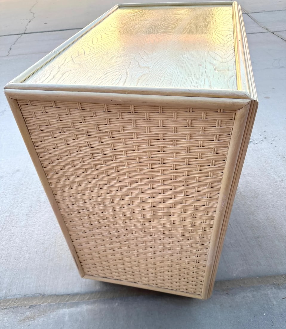 Vintage Coastal Woven Rattan 3 Drawer Nightstand - 7