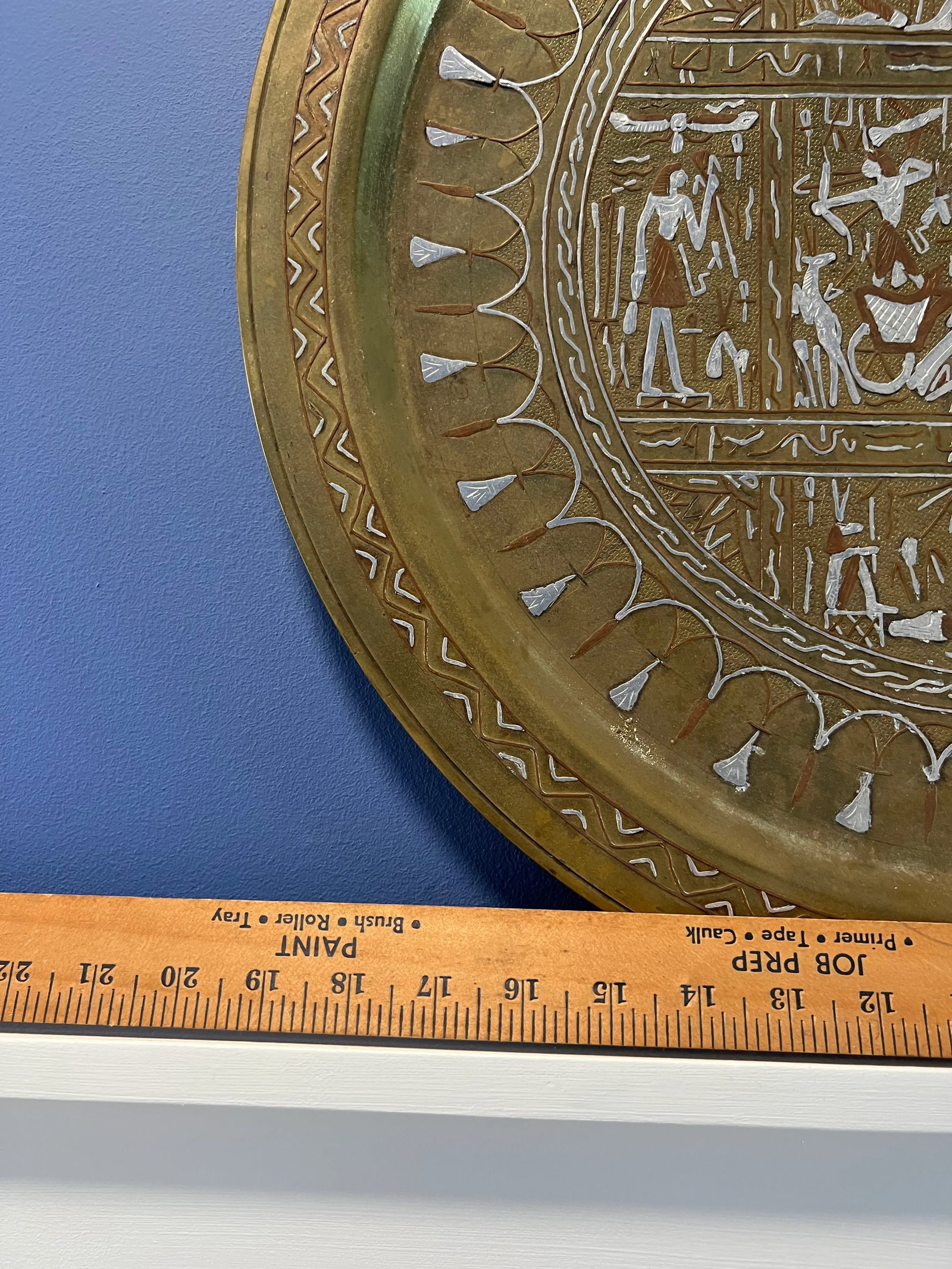 Brass Tray With Silver and Copper Inlay Egyptian Design - 3