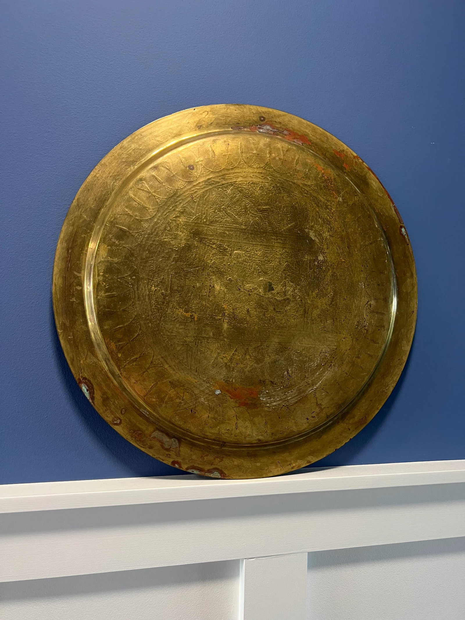 Brass Tray With Silver and Copper Inlay Egyptian Design - 6