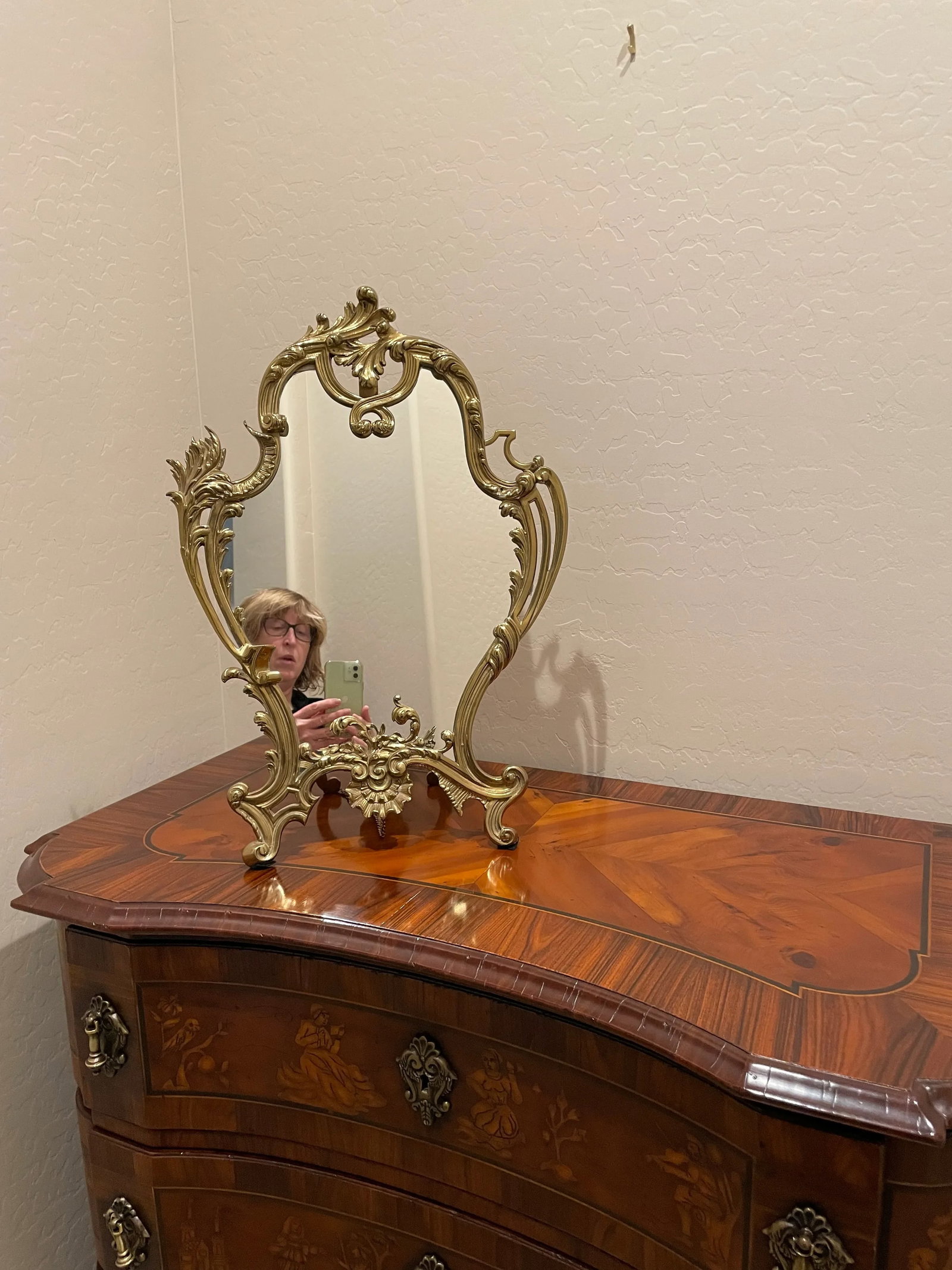 18th Century Brass Table Mirror - 9
