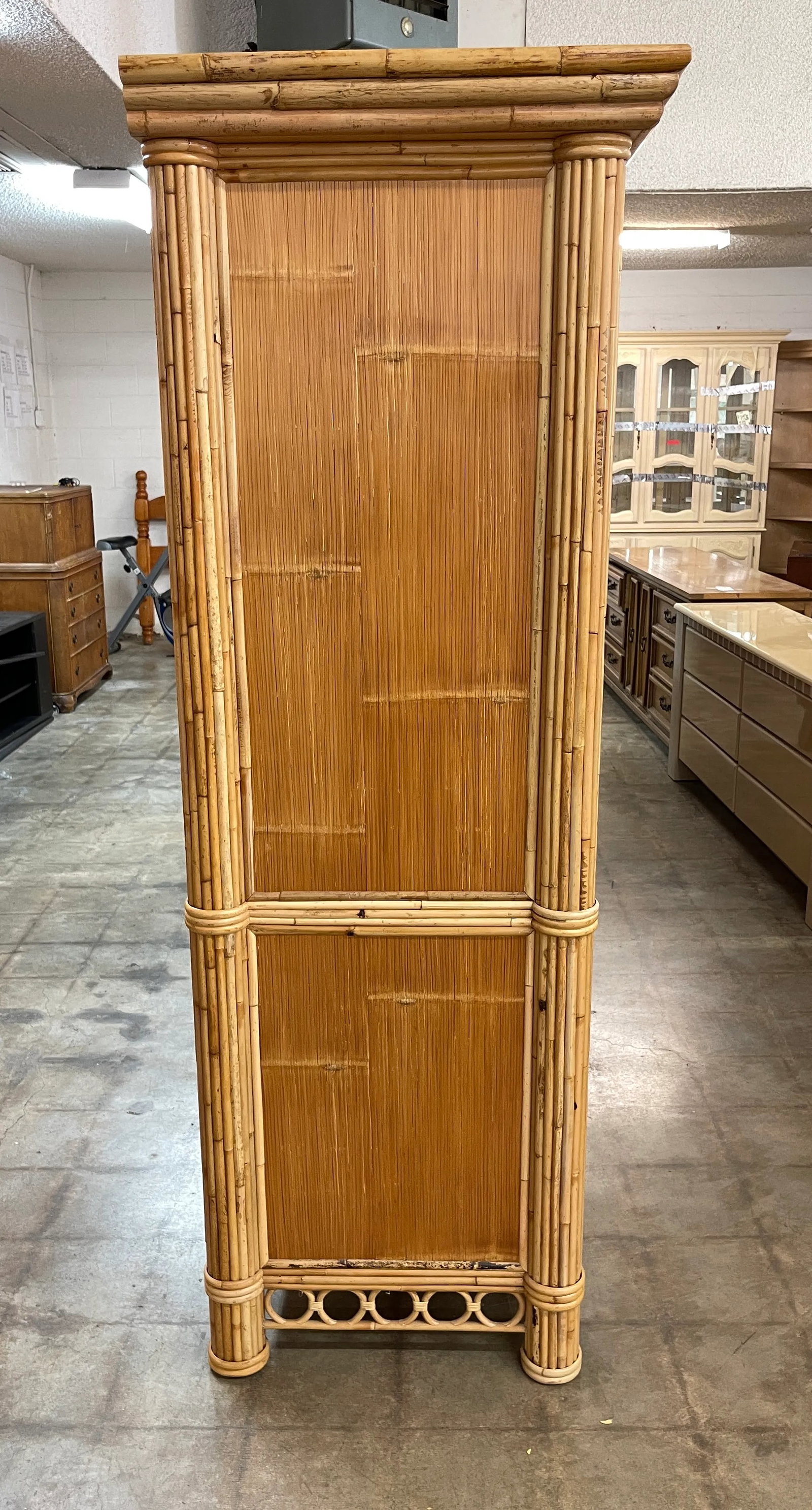 Coastal Vintage McGuire Style Split Bamboo Tv Armoire - 2