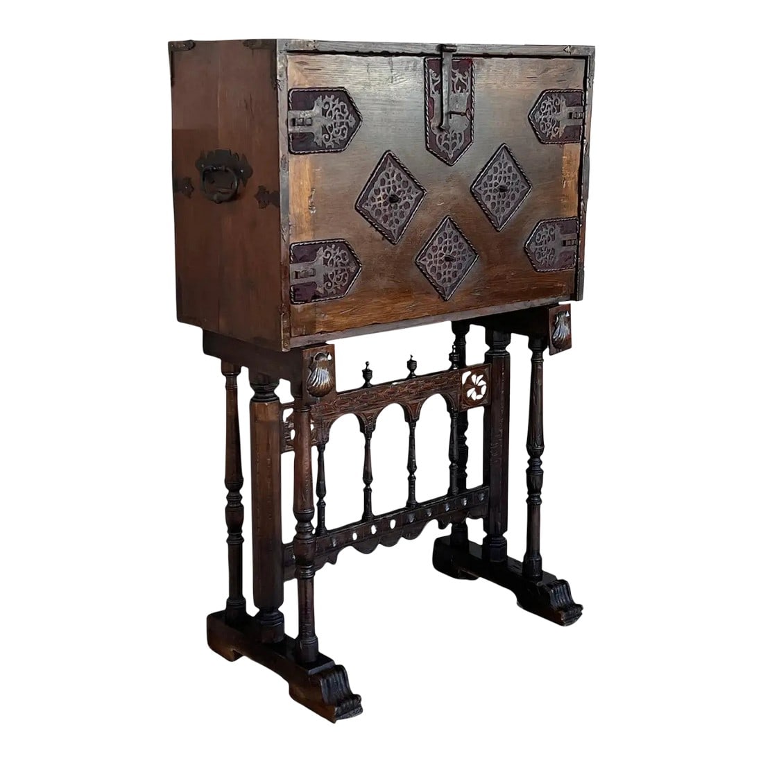 17th Spanish Walnut Cabinet on Stand, Desk, Original "˜BargueÃ±o' (1 of 12)