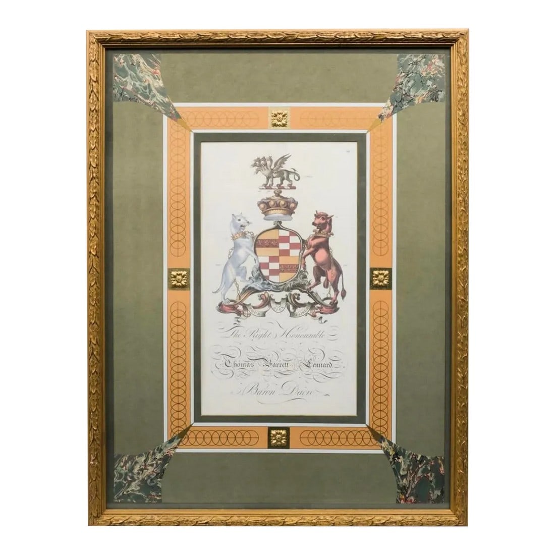 Antique Pair of Family Crests Baronial with Stags, Dogs, Goats and Lions (1 of 12)