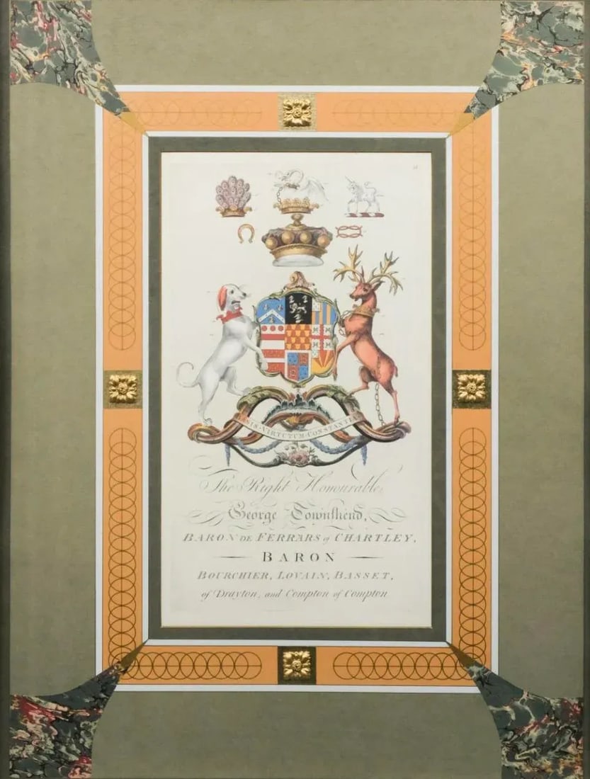 Antique Pair of Family Crests Baronial with Stags, Dogs, Goats and Lions - 4