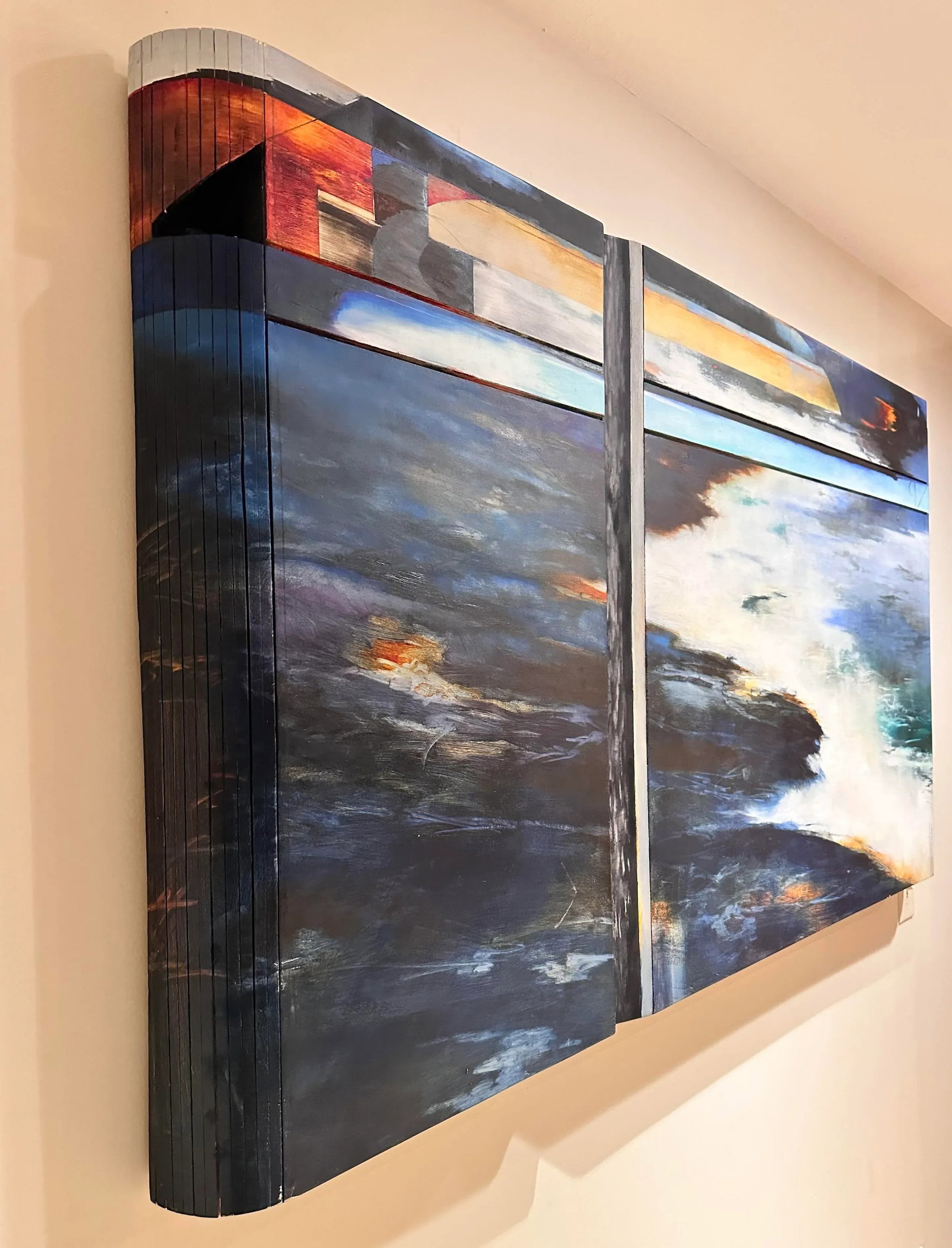 Original Mixed Media Oil Diptych Landscape Water Painting by Cameron Zebrun - 2