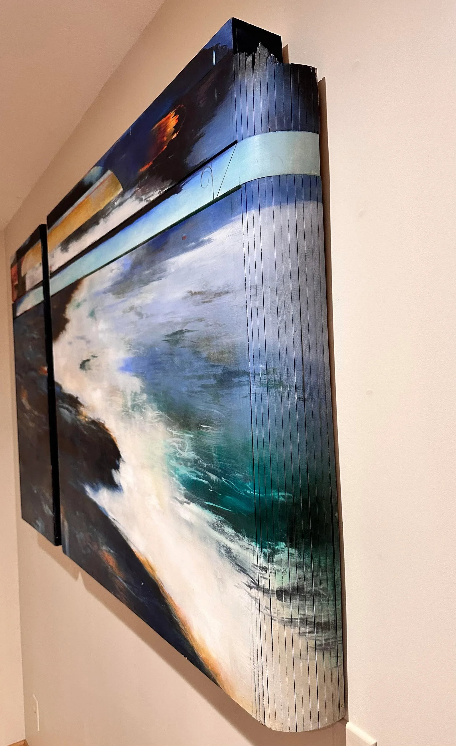 Original Mixed Media Oil Diptych Landscape Water Painting by Cameron Zebrun - 3