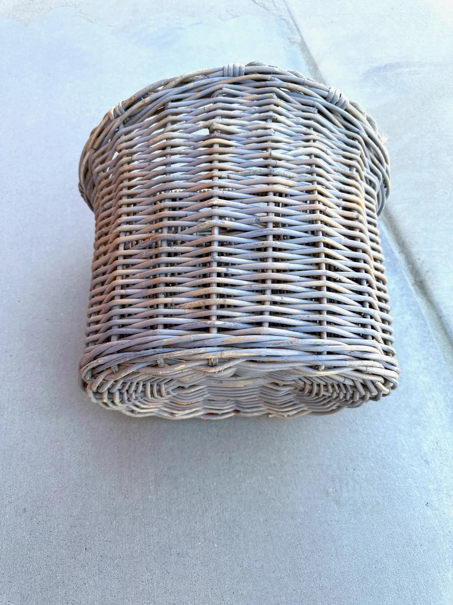 Rustic European Gray Wash Wicker Basket - 5