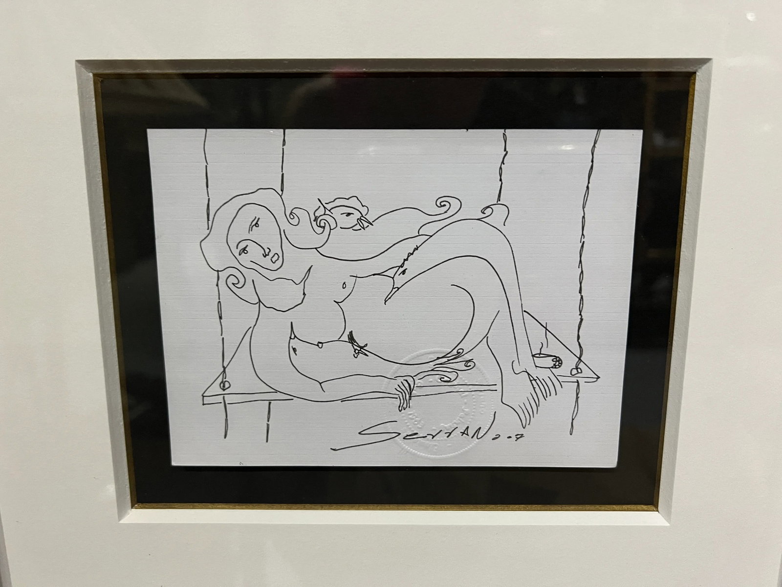 Framed Pen & Ink Drawing by R. G. Serrano, 2007, Original - 3