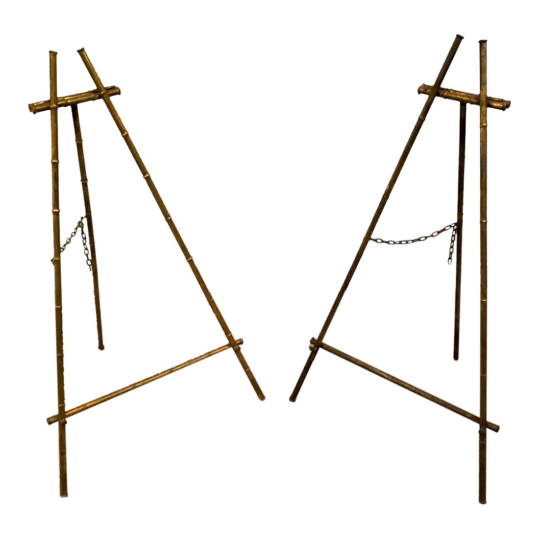 Pair of Large Gilt Metal Faux Bamboo Painting Display Easels (1 of 10)