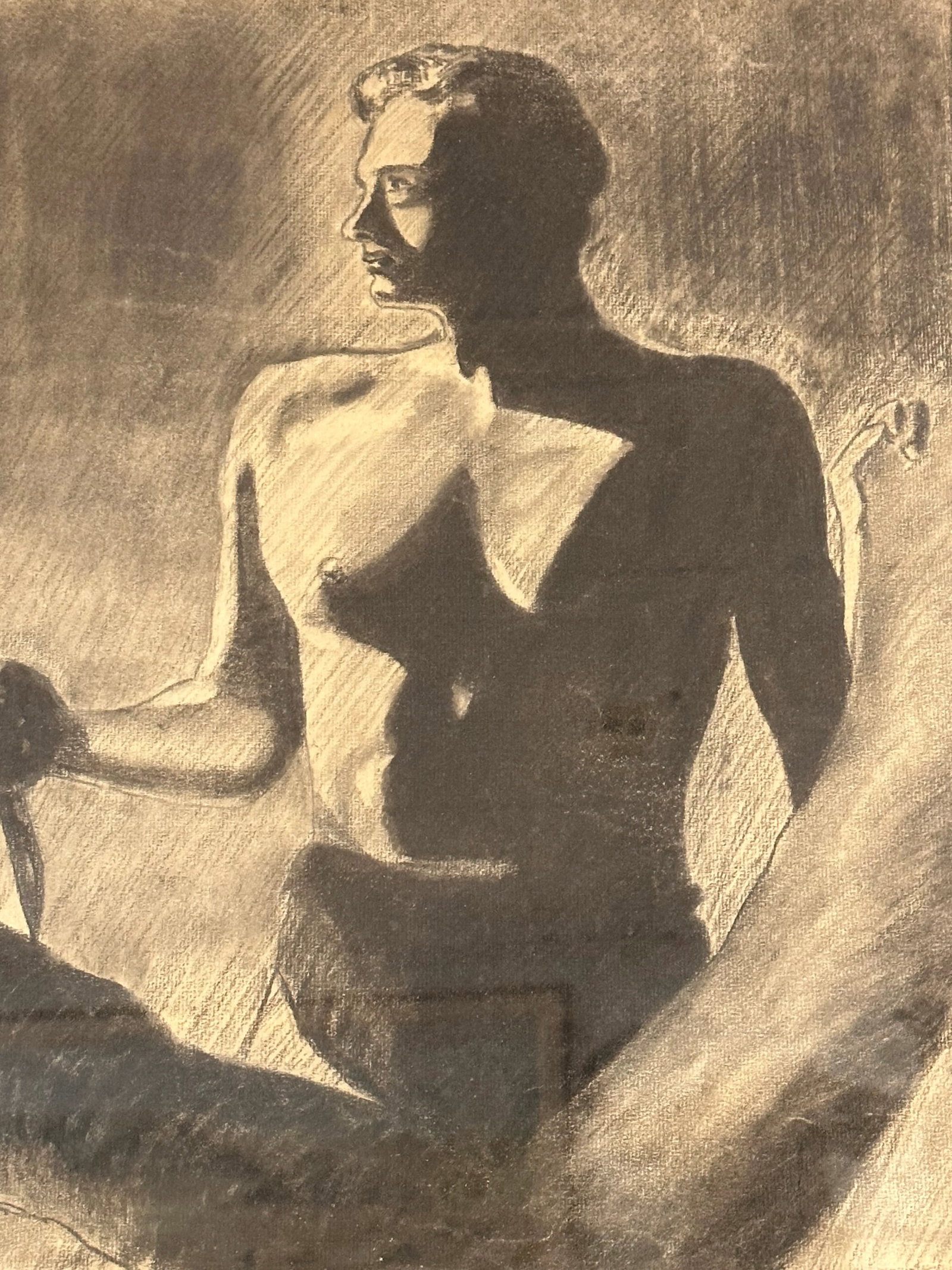 Large 1920s Sketch of a Male Nude in Swimsuit - 5