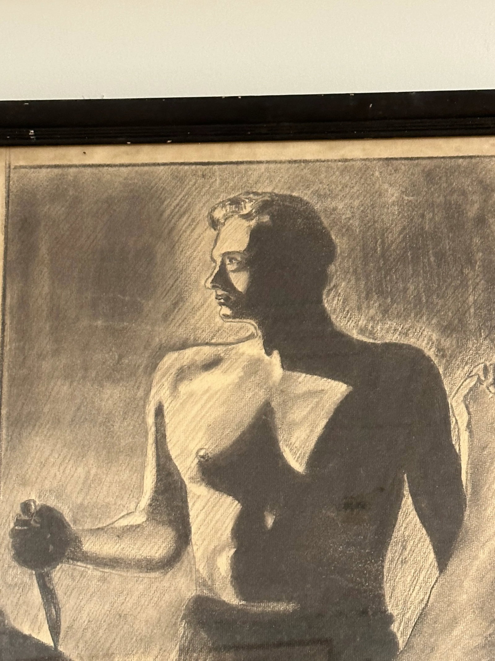 Large 1920s Sketch of a Male Nude in Swimsuit - 7